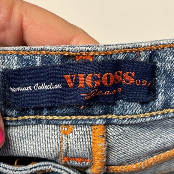 Vigoss Premium BOOT CUT Jeans Size 9 10 Medium Wash Denim Blue EMBROIDERED - Picture 9 of 15